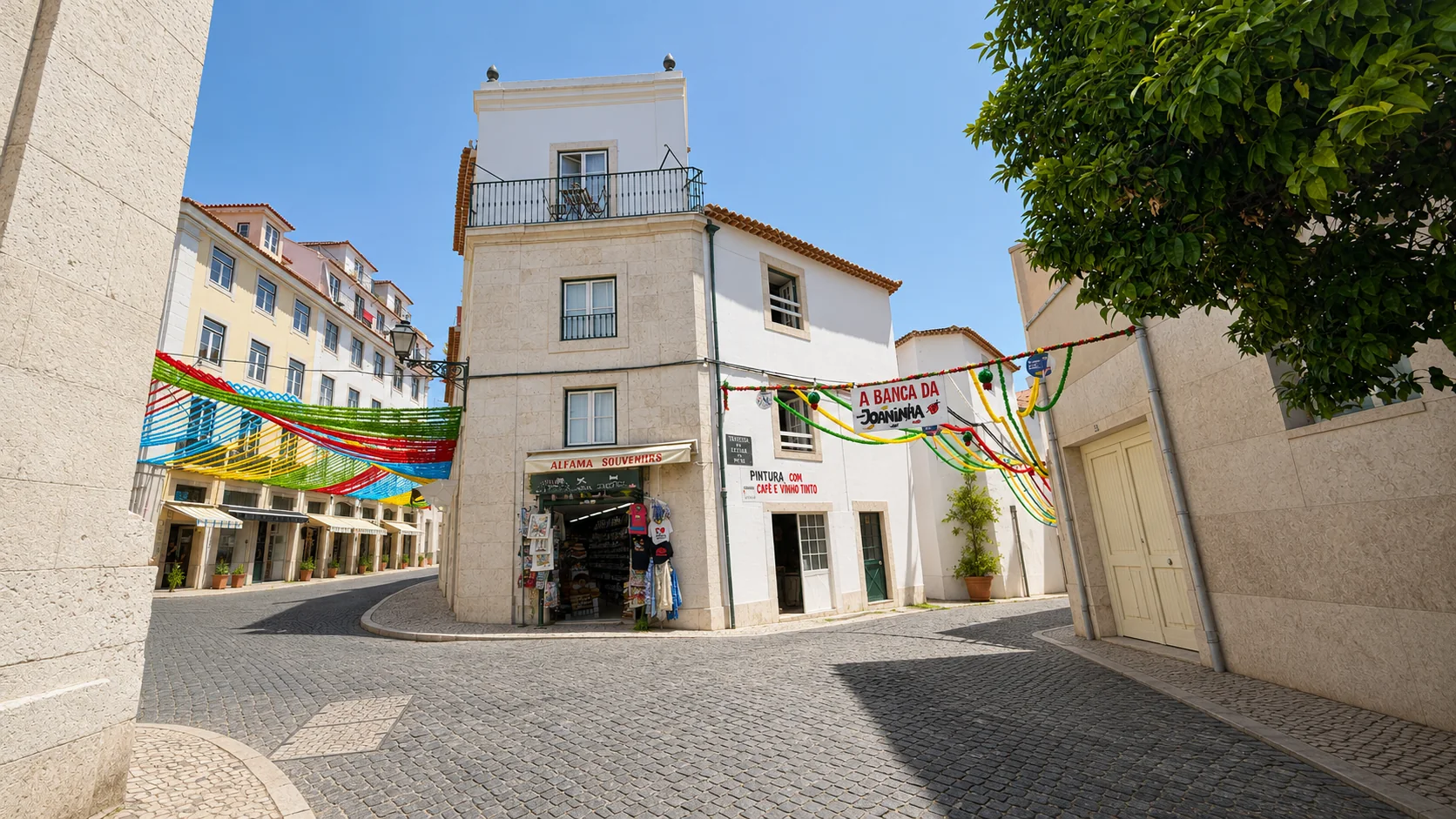 Current atelier building and street entrance in Alfama