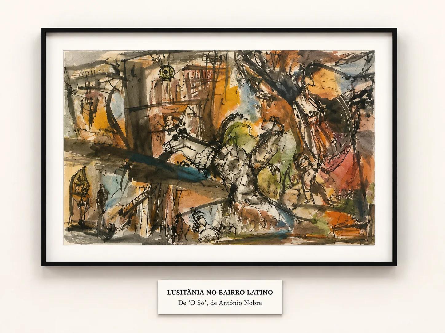 Lisbon and Alfama works shaped by Botiev’s daily surroundings, with Pessoa’s divided self appearing as a recurring presence.
