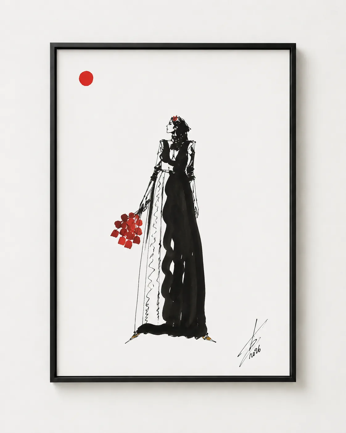 Originalwerk von Rouslam Botiev: Frau mit Rosen