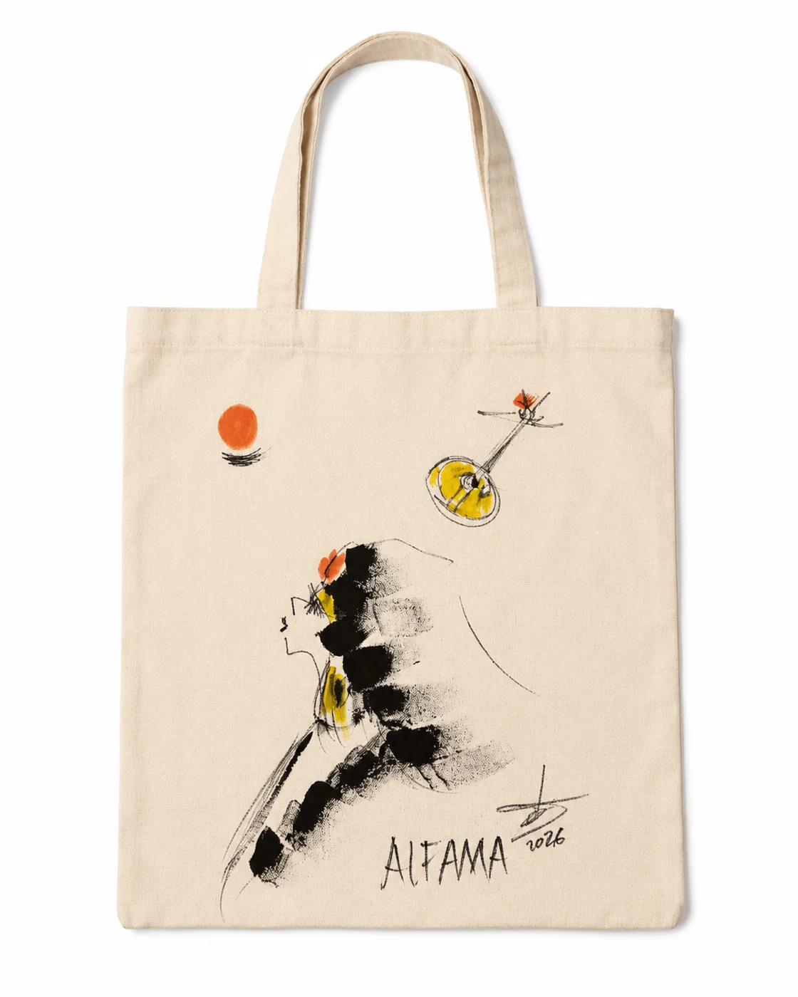Cotton tote bag with Alfama figure drawing by Rouslam Botiev
