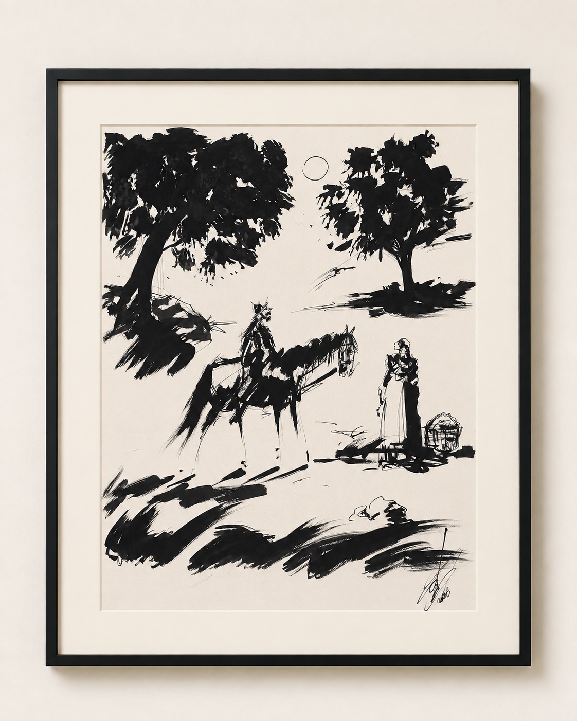 The Meeting, Special Edition ink-and-wash work by Rouslam Botiev