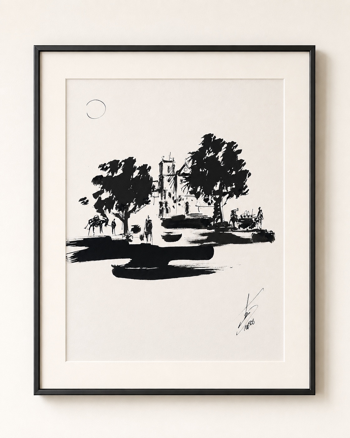Village Square, Special Edition ink-and-wash work by Rouslam Botiev